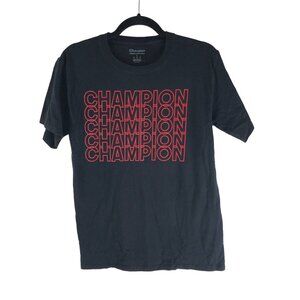 Champion Mens Logo Graphic T-Shirt Black Red Size S